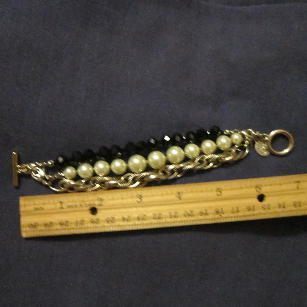 3 for💲25🌟WHBM silvertone Jet & pearly bead Convertible Bracelet multi-strand - Picture 6 of 6